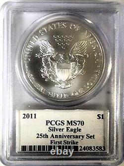 2011 American Silver Eagle Mercanti 25th Anniversary Set Complete Pcgs Ms/pr70