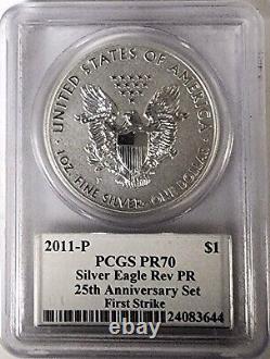 2011 American Silver Eagle Mercanti 25th Anniversary Set Complete Pcgs Ms/pr70