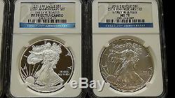 2011 NGC AMERICAN SILVER EAGLE 25TH ANNIVERSARY 5 COIN SILVER SET MS70/ PF70