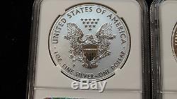 2011 NGC AMERICAN SILVER EAGLE 25TH ANNIVERSARY 5 COIN SILVER SET MS70/ PF70
