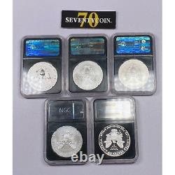 2011 NGC MS70/PF70 American Silver Eagle 5 Coin Set ASE PR PF 11002