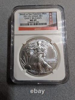 2011 S $1 American Silver Eagle 25th Anniversary Early Release Ngc Ms 69