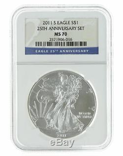 2011-S 1oz Burnished American Silver Eagle MS70 NGC Blue