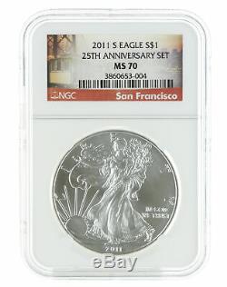 2011-S 1oz Burnished American Silver Eagle MS70 NGC West Point Mint