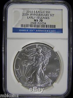 2011-S 25TH ANNIVERSARY AMERICAN SILVER EAGLE NGC MS70 Early Releases