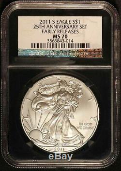 2011-S American Silver Eagle 25th Anniversary Set NGC MS 70 Free Shipping USA