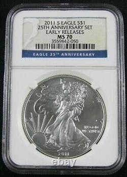 2011 S American Silver Eagle 25th Anniversary Set Ngc Ms 70 Early Releases