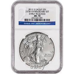 2011-S American Silver Eagle Burnished 25th Anniversary NGC MS70 Early Releases