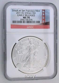 2011 S American Silver Eagle NGC MS70 Early Release Grade MS70 HGC2/72323