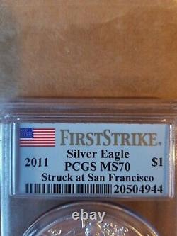 2011 S American Silver Eagle PCGS MS70 First Strike
