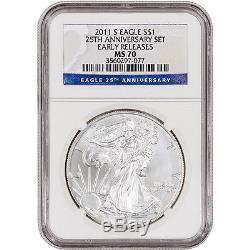 2011-S American Silver Eagle Uncirculated 25th Anniversary Set NGC MS70 ER