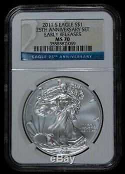 2011 S NGC MS70 25th Anniversary Early Release American Silver Eagle Item#J5551