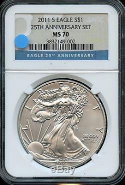 2011 S NGC MS70 American Silver Eagle 25th Anniversary. 999 Pure AN6513 P