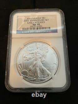 2011-S NGC MS70 Early Releases AMERICAN SILVER EAGLE from 25th Anniversary Set