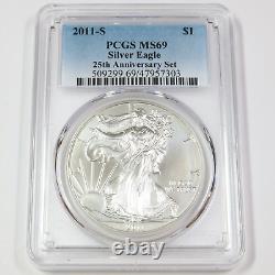 2011 S PCGS MS69 25th Anniversary 1oz Silver American Eagle $1 US Coin #43855A