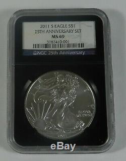 2011-S Silver American Eagle 25th Anniversary Set NGC MS69