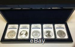 2011 SILVER AMERICAN EAGLE 25th ANNIVERSARY SET NGC MS 69 PF 70 WITH BOX