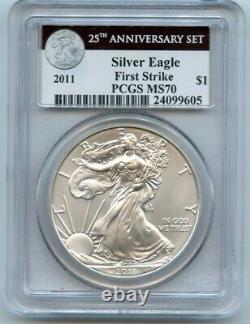 2011 Set of 5 American Silver Eagles Coins $1 PCGS MS and PR All First Strike