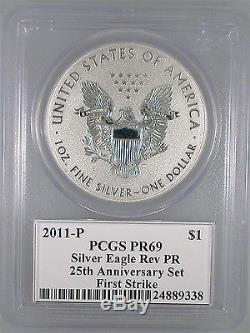 2011 Silver 1oz American Eagle 25th Anniversary Set MS-69/PR-69FS PCGS Mercanti