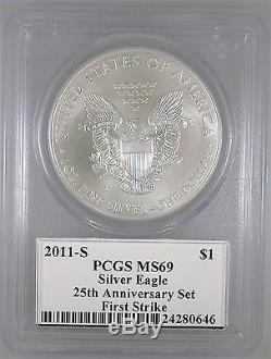 2011 Silver 1oz American Eagle 25th Anniversary Set MS-69/PR-69FS PCGS Mercanti