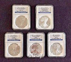 2011 Silver American Eagle 25th Anniversary 5-Coin Set MS70/PF70 Early Releases