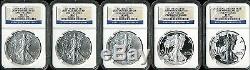 2011 Silver American Eagle 25th Anniversary 5 Coin Set MS70/PF70 NGC 3266071-003