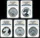 2011 Silver American Eagle 25th Anniversary 5 Coin Set MS70/PF70 NGC 3266071-007