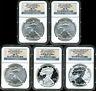 2011 Silver American Eagle 25th Anniversary 5 Coin Set MS70/PF70 NGC 3266071-039