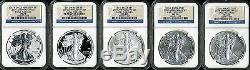 2011 Silver American Eagle 25th Anniversary 5 Coin Set NGC MS70/PF70 3266071-024