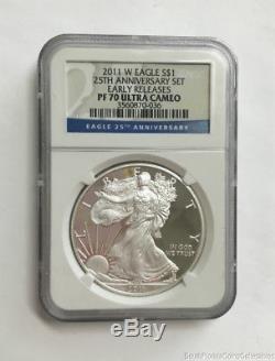 2011 Silver American Eagle 25th Anniversary 5 Coin Set NGC MS70/PF70 Early Rel