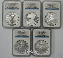2011 Silver American Eagle 25th Anniversary 5-pc Set NGC PF MS 69 Early Releases