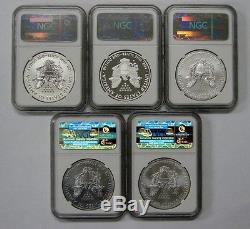 2011 Silver American Eagle 25th Anniversary 5-pc Set NGC PF MS 69 Early Releases