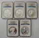 2011 Silver American Eagle 25th Anniversary 5-pc Set NGC PF MS 70 Early Releases