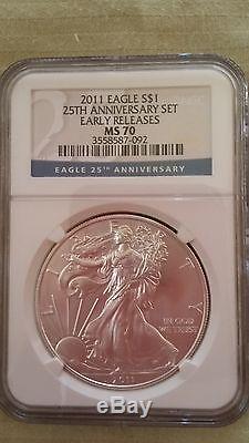 2011 Silver American Eagle 25th Anniversary Set MS70/PF70 EARLY RELEASES