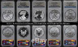 2011-W 25th Anniv Silver American Eagle $1 5 Coin Set NGC MS70 PF70 Stock Item