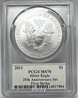 2011-W American Silver Eagle 25th Anniversary Set FS Mercanti MS70 PCGS