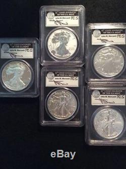 2011-W Silver American Eagle 25th Anniversary Set PCGS MS 69- 5 coin set