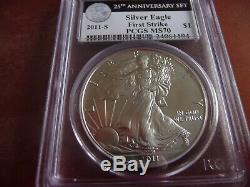 2011 s burnished silver American eagle PCGS MS 70 First Strike