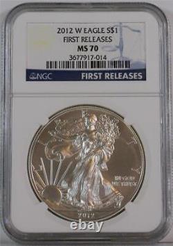 2012-W $1 One Ounce Burnished American Silver Eagle NGC MS 70 First Releases