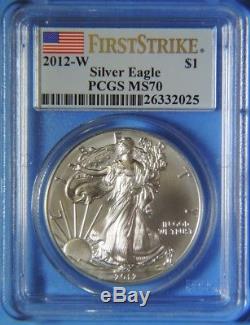2012 W American Silver Eagle First Strike Burnished West Point 1oz 999 PCGS MS70