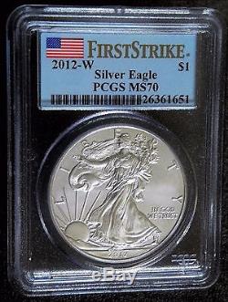 2012 W Silver American Eagle Burnished F S Pcgs Ms 70 Spotless Pop 2,639
