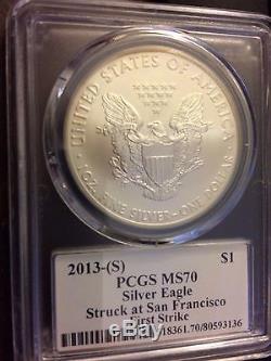 2013-(S) Silver American Eagle struck at San Francisco PCGS MS70 Mercanti FS