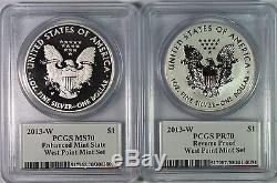 2013-W $1 West Point Mint Enhanced Set American Silver Eagle PCGS MS70/PR70