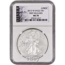 2013-W American Silver Eagle Burnished NGC MS70 First Releases ALS Label