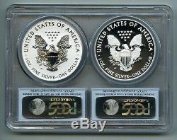 2013 W American Silver Eagle Dollar PCGS PR 70 Reverse and MS 70 Enhanced 2 Coin