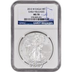 2013-W American Silver Eagle Uncirculated Burnished NGC MS70 Early Releases