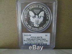 2013-w Fs Enhanced Ms 70 American Silver Eagle! Sighed Miles Standish