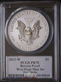 2013W American Silver Eagle Set ENHANCED LADY / REVERSE PROOF PCGS PR70/MS70 #22