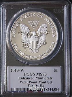 2013W American Silver Eagle Set ENHANCED LADY / REVERSE PROOF PCGS PR70/MS70 #22