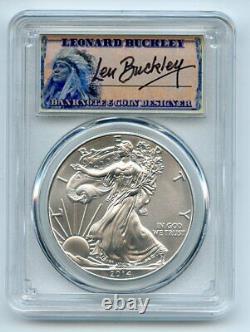 2014 $1 American Silver Eagle Dollar 1oz PCGS MS70 Leonard Buckley